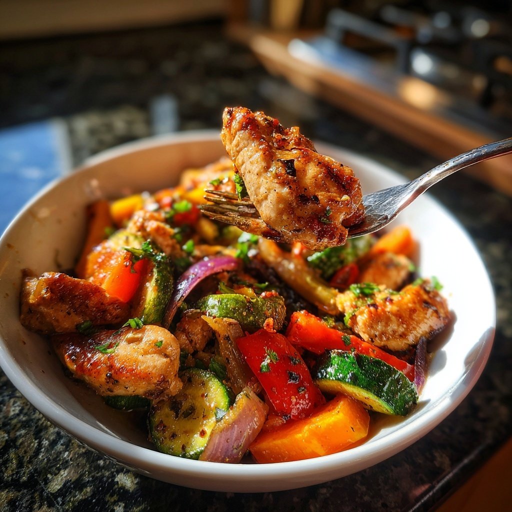 Kalorienarme Gemüsepfanne Mit Hähnchen