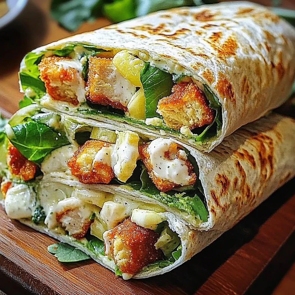 Knuspriger Chicken Caesar Wrap