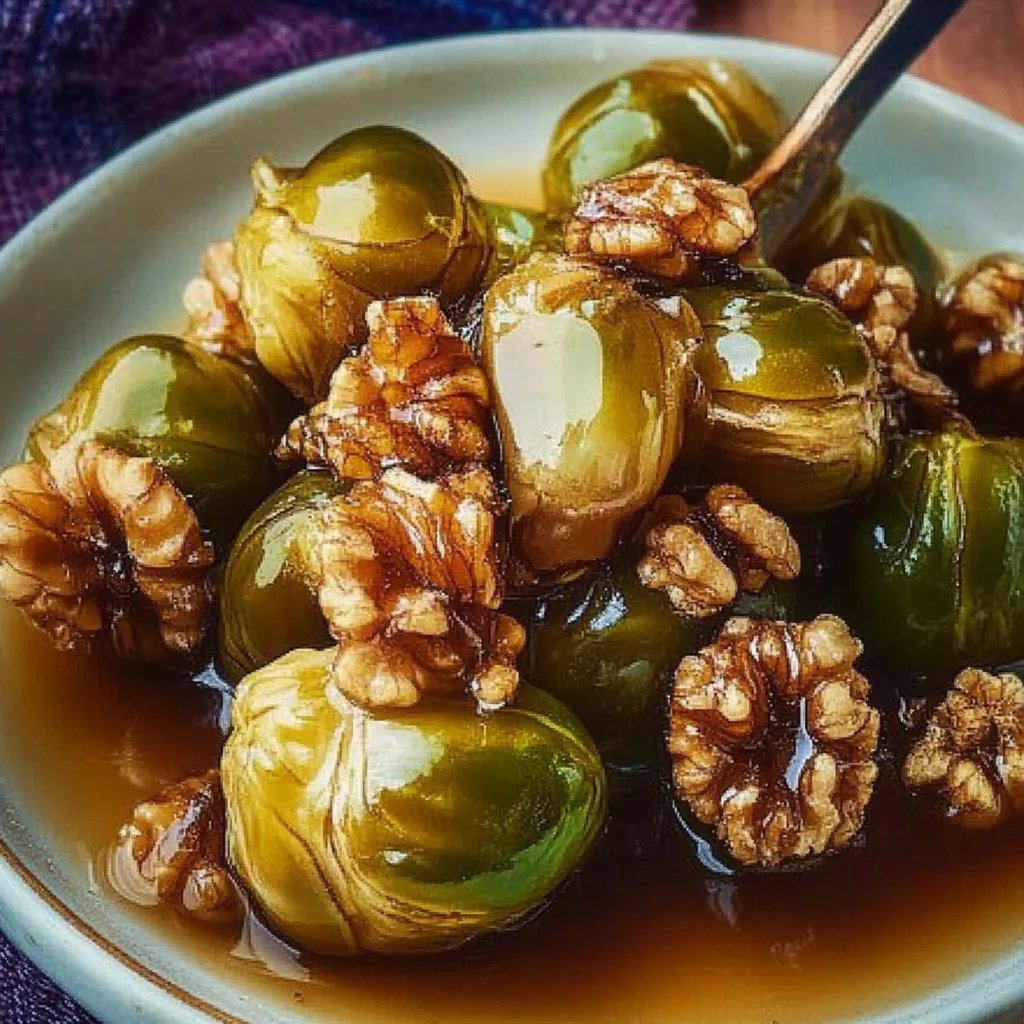 Gerösteter Rosenkohl mit Walnüssen und Honig