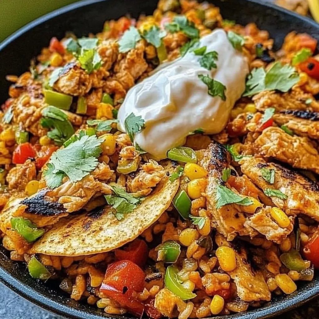 Cremige Taco-Pfanne mit Huhn & Reis