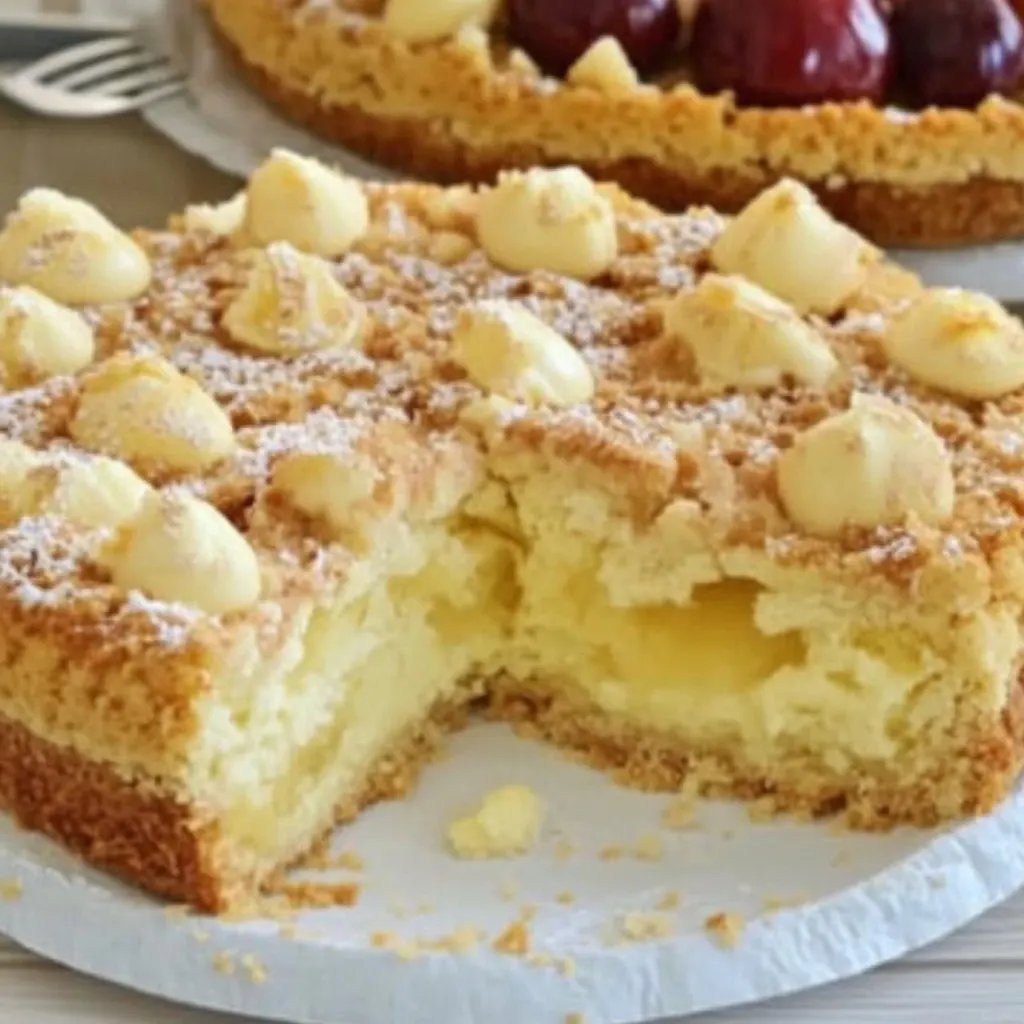 Apfel Streuselkuchen mit Pudding