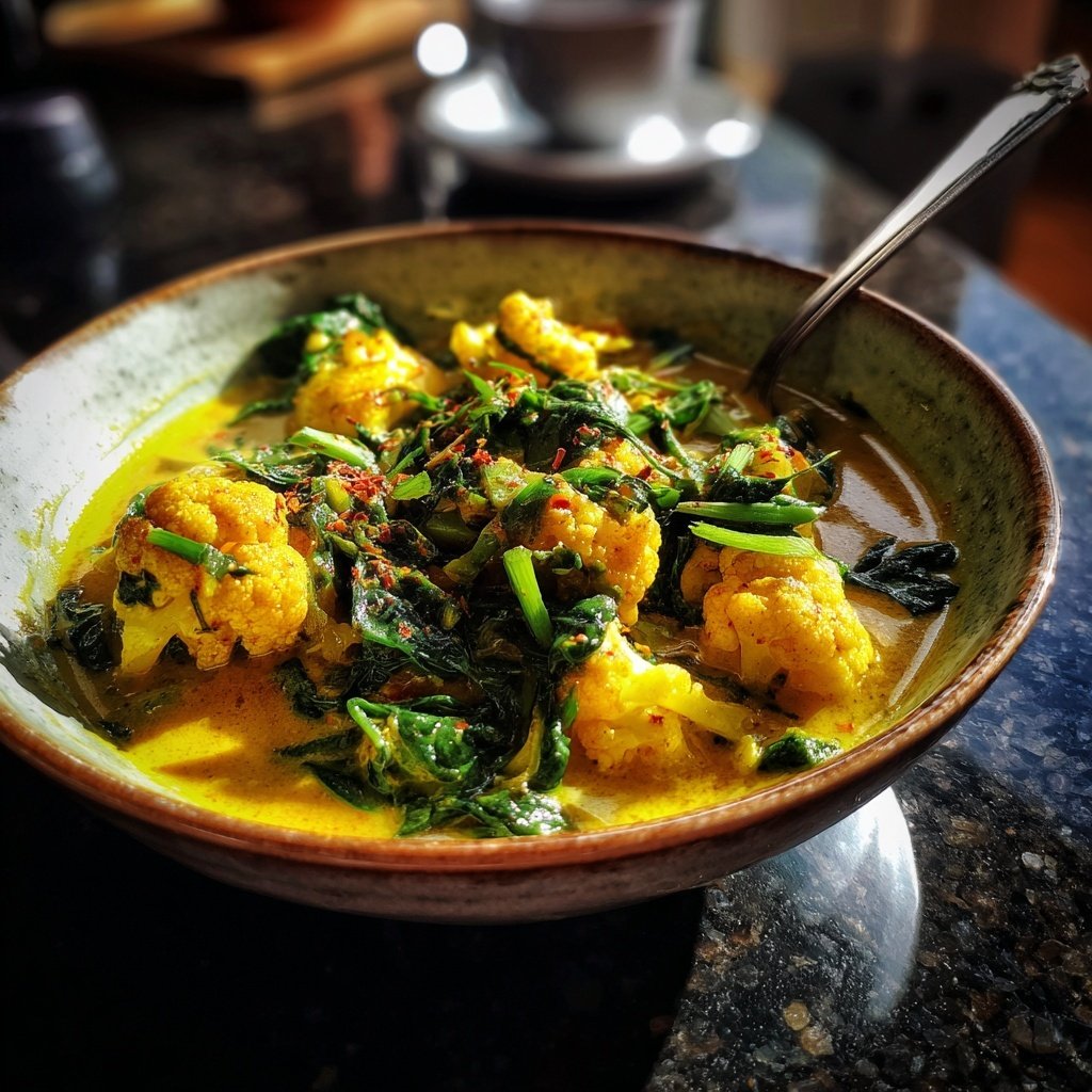 Blumenkohl Curry Mit Spinat