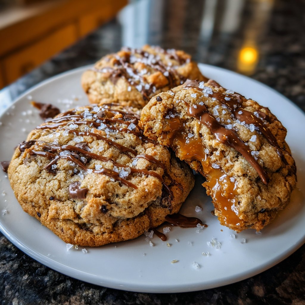 Cookies mit Karamell und Meersalz