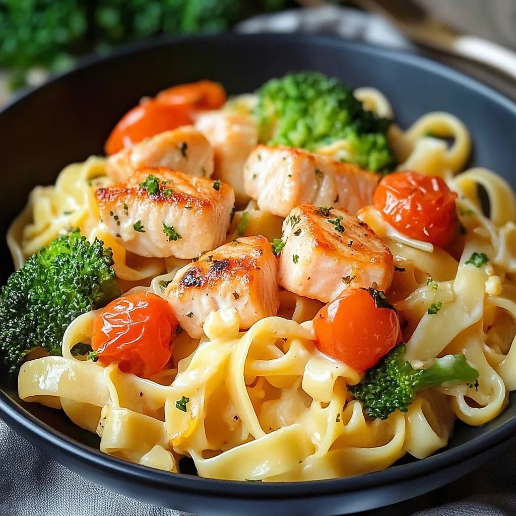 Cremige Pasta Mit Lachs, Brokkoli Und Tomaten
