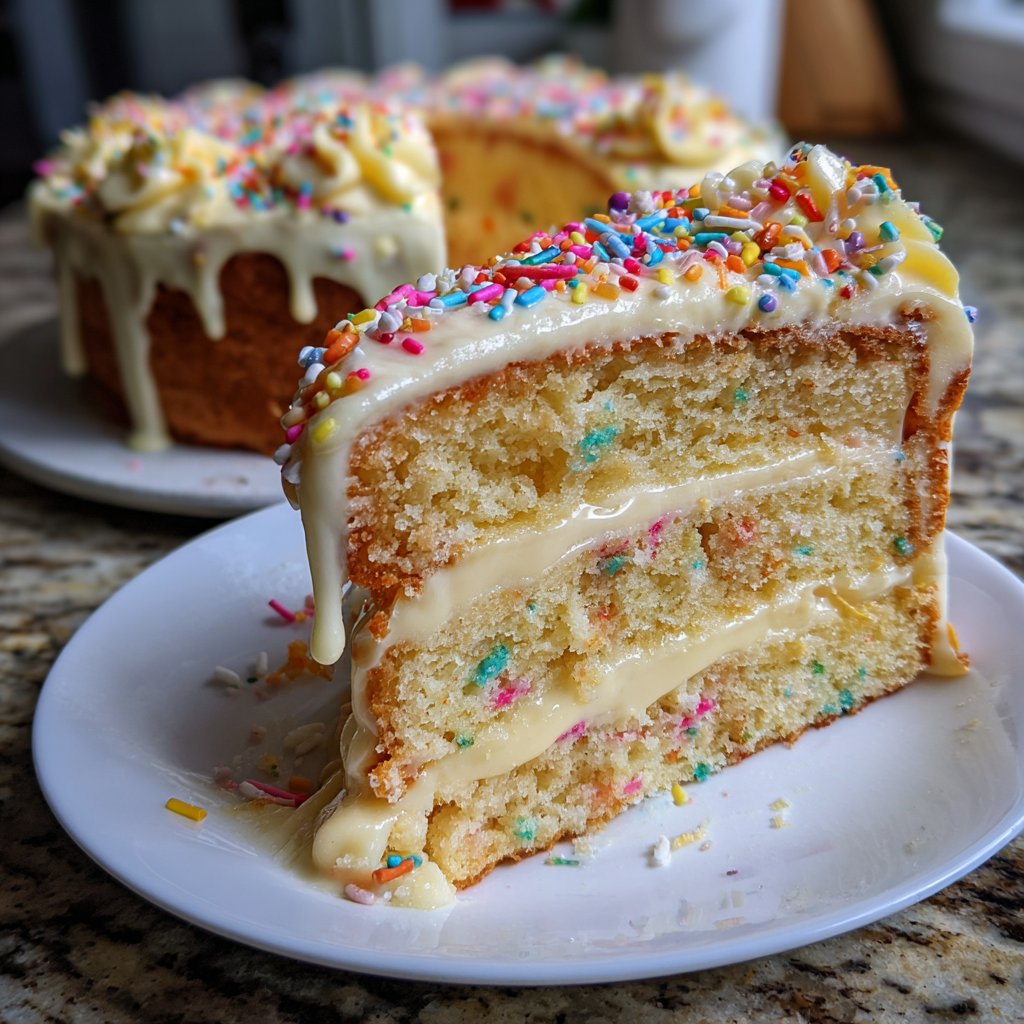Geburtstagskuchen mit Vanillecreme